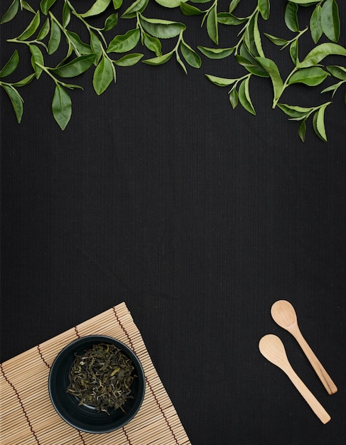 Fondo de hoja de té verde