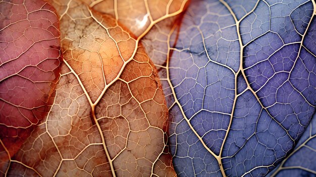 Fondo de hoja de textura de hoja con venas y células