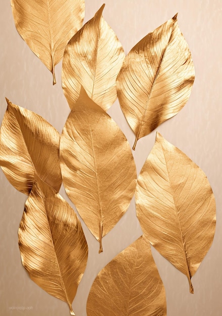 Fondo de hojas de acabado dorado
