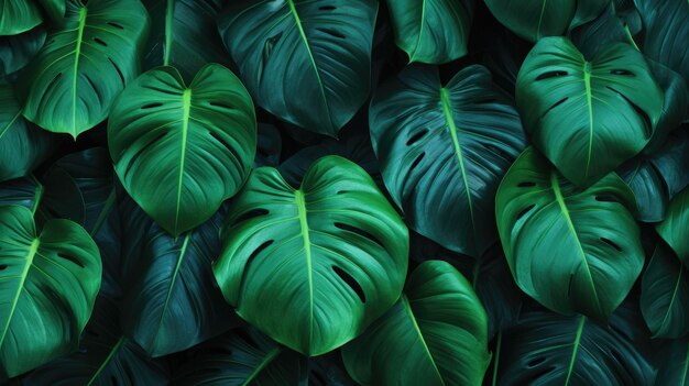 Fondo de hojas claras y oscuras de monstera