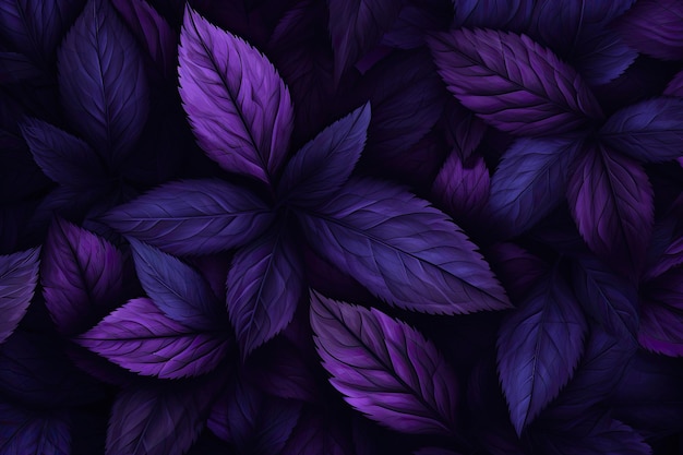 Fondo con hojas de color morado oscuro IA generativa