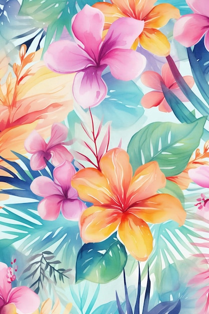 fondo de hojas y flores de patrón tropical