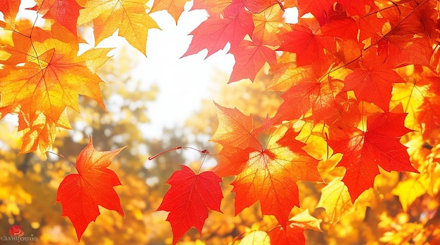 Fondo de hojas de otoño en un día soleado