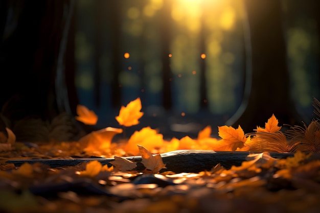 Fondo de hojas de otoño Hoja de arce naranja dorada amarilla sobre textura borrosa con espacio de copia