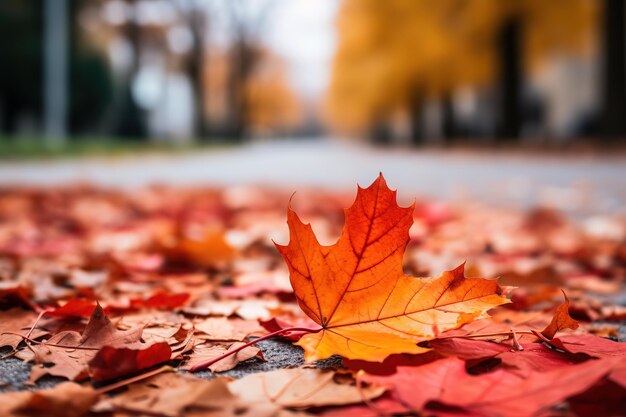 Fondo de hojas de otoño rojo y naranja