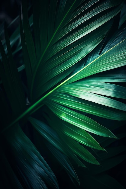 Fondo de hojas de palma tropical Ilustración AI GenerativexA