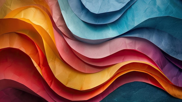 Un fondo de hojas de papel multicolores apiladas al azar