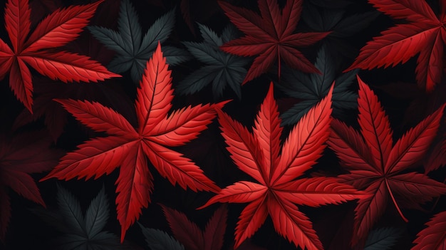 Fondo con hojas rojas de marihuana