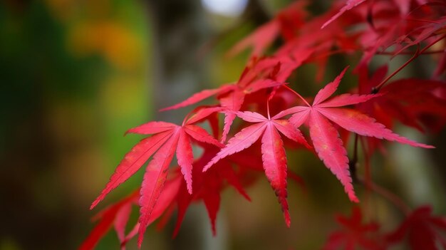 Fondo de hojas rojas de otoño Ilustración AI GenerativexA