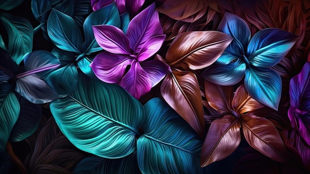 Fondo de hojas tropicales coloridas textura natural de verano