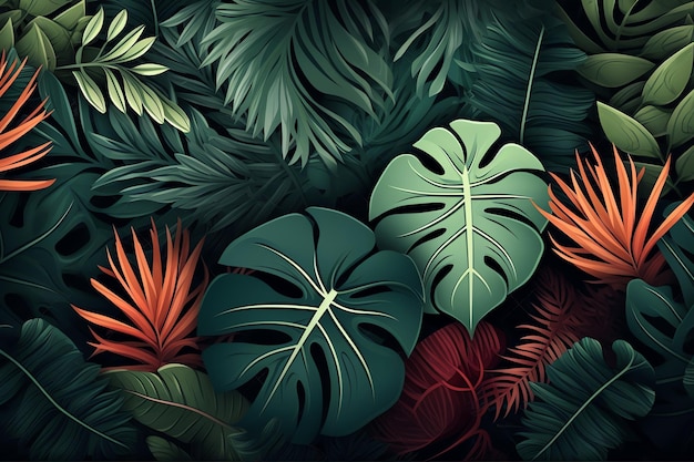 fondo de hojas tropicales imagen generada por AI