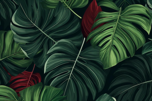 Fondo de hojas tropicales realistas vectoriales