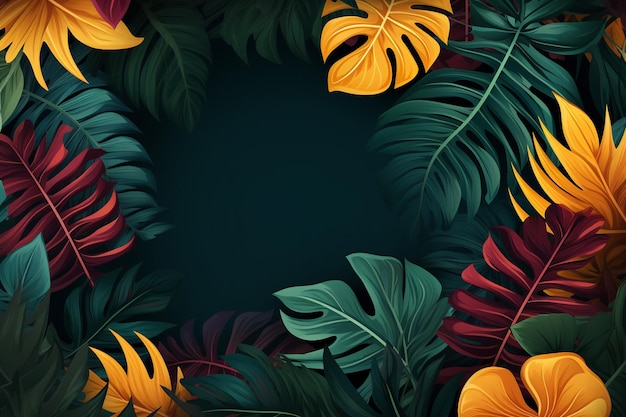 Fondo de hojas tropicales realistas vectoriales