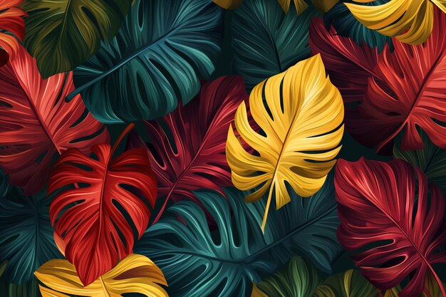 Fondo de hojas tropicales realistas vectoriales