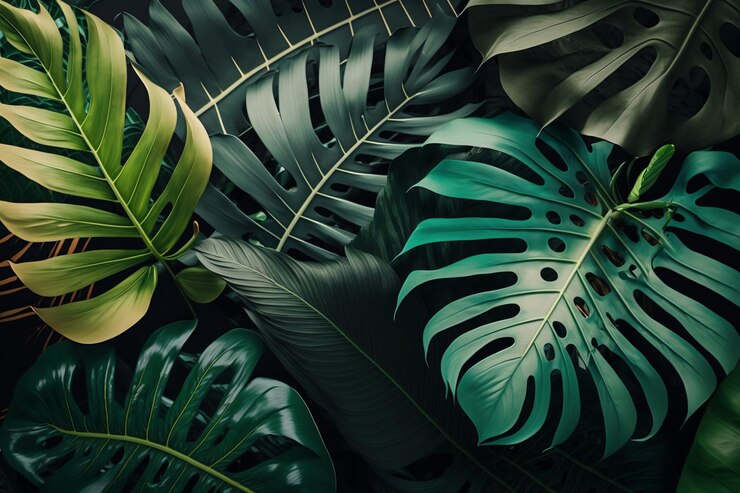 Fondo de hojas tropicales verdes Ai generativo