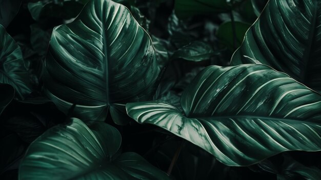 Fondo de hojas tropicales verdes Fondo de tema natural generado por IA