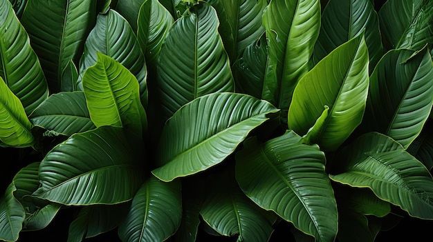 Fondo de hojas verdes Tono de color de hojas verdes oscuro en la mañana