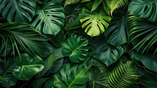 Fondo de hojas verdes tropicales