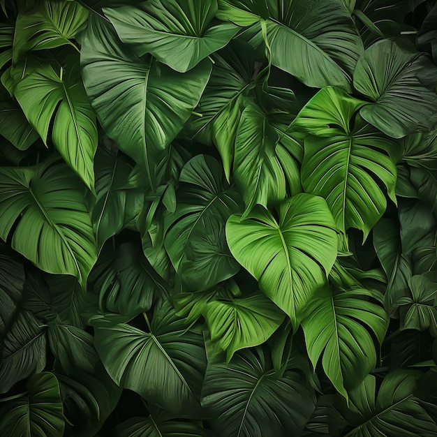 Fondo de hojas verdes tropicales