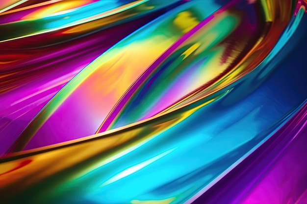 Fondo holográfico brillante multicolor con textura Ilustración generativa de IA