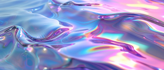 Un fondo holográfico fluido con ondas iridescentes que brillan en un espectro