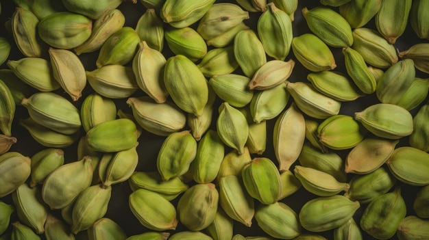 Foto fondo horizontal especias aromáticas de cardamomo