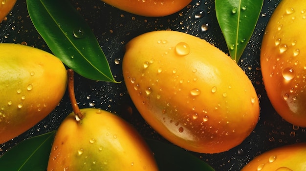 Fondo Horizontal De Fruta De Mango Orgánico Fresco