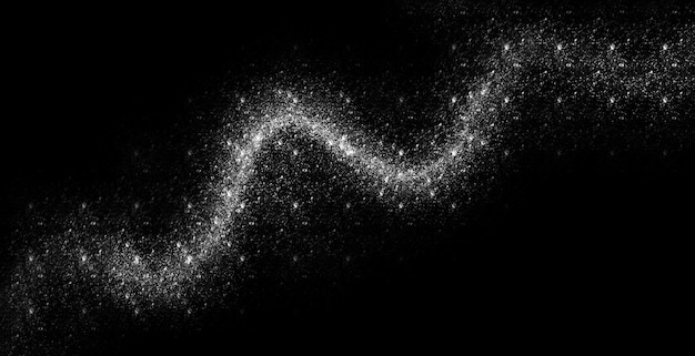 Fondo horizontal negro con ondas plateadas Diseño abstracto brillante Línea brillante Ondas plateadas