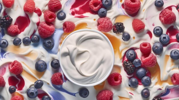 Fondo horizontal de productos lácteos de yogur orgánico fresco