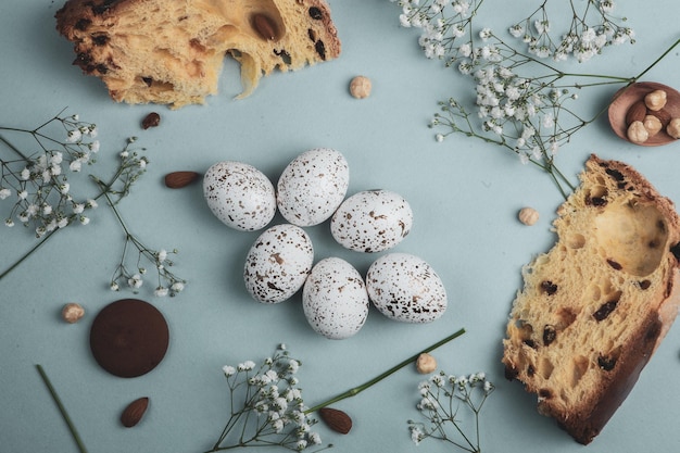 Fondo de huevos de Pascua de color pastel pintado a mano