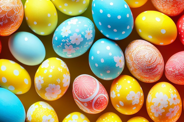 Fondo de huevos de pascua de colores 