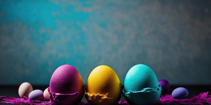 Fondo de huevos pintados de Pascua coloridos banner horizontal de Pascua festivo mínimo