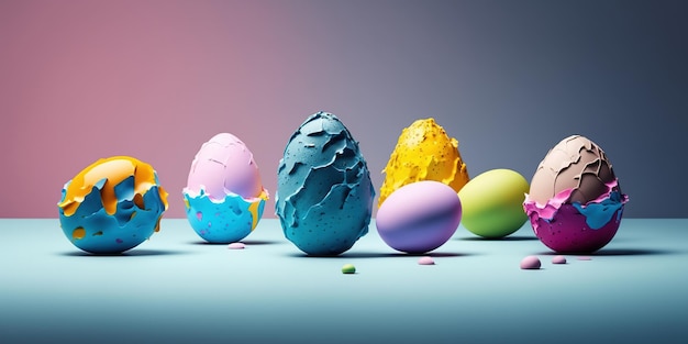 Fondo de huevos pintados de Pascua coloridos banner horizontal de Pascua festivo mínimo