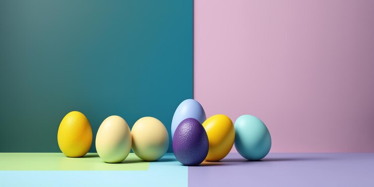 Fondo de huevos pintados de Pascua coloridos banner horizontal de Pascua festivo mínimo