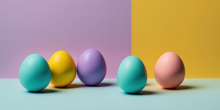 Fondo de huevos pintados de Pascua coloridos banner horizontal de Pascua festivo mínimo