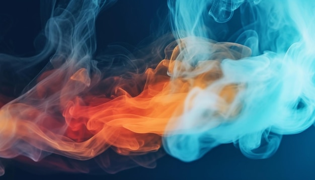 Un fondo de humo azul y naranja con un fondo azul.