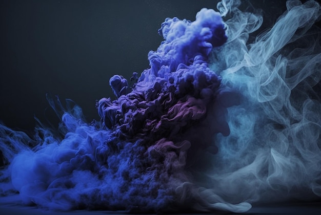 Fondo de humo azul sobre fondo oscuro generativo ai