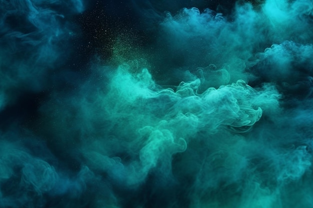 Fondo de humo azul y verde con la palabra humo en él