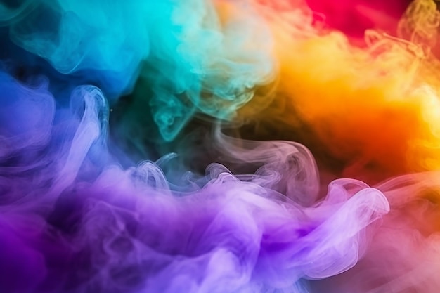 Un fondo de humo colorido con un humo de colores del arco iris.