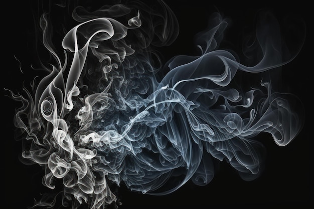 Fondo de humo humo en movimiento y humo abstracto sobre un fondo negro