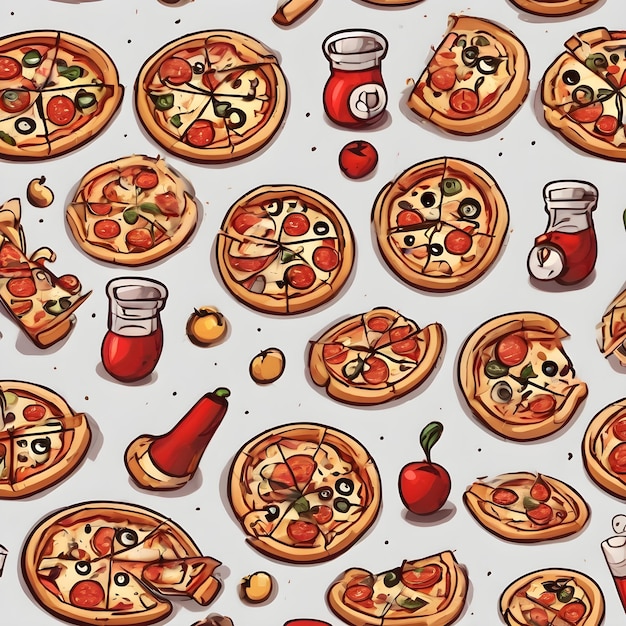 El fondo del icono de dibujos animados de pizza muy genial