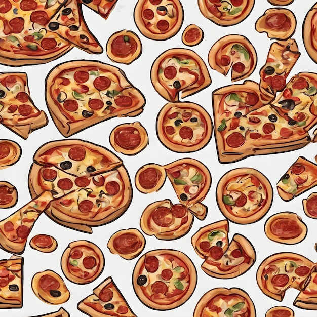 Foto el fondo del icono de dibujos animados de pizza muy genial