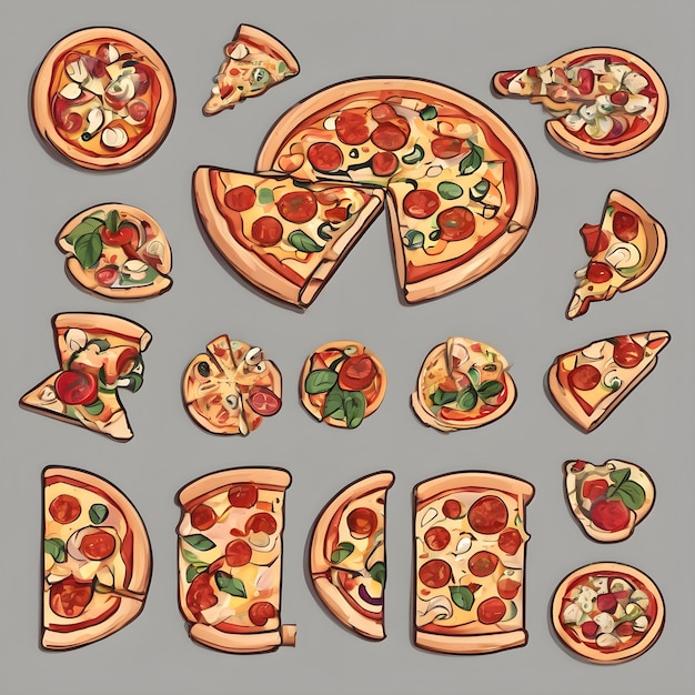 El fondo del icono de dibujos animados de pizza muy genial