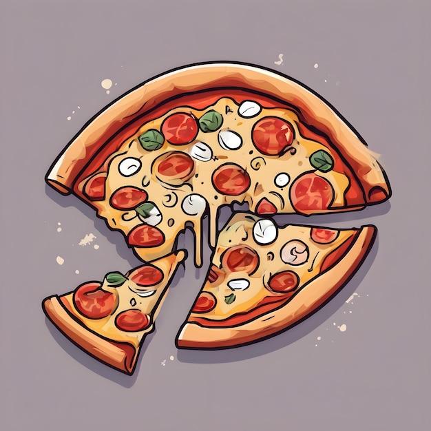 Foto el fondo del icono de dibujos animados de pizza muy genial