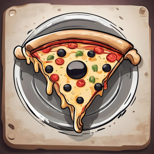 El fondo del icono de dibujos animados de pizza muy genial