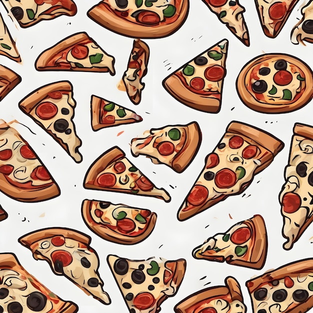 Foto el fondo del icono de dibujos animados de pizza muy genial