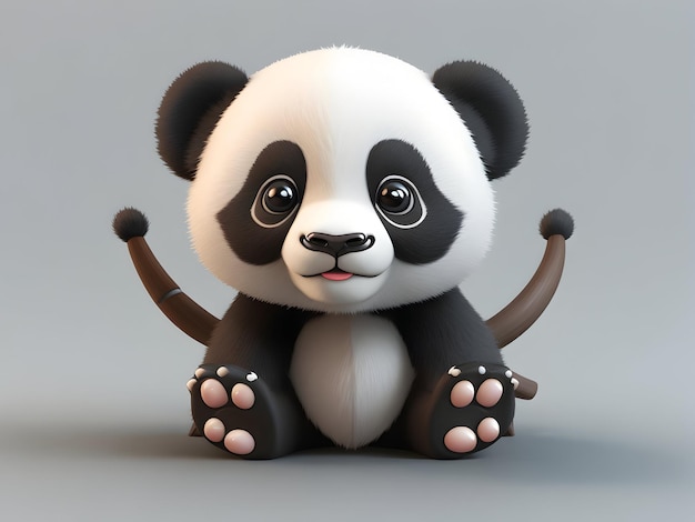 Fondo de icono de panda 3D de dibujos animados