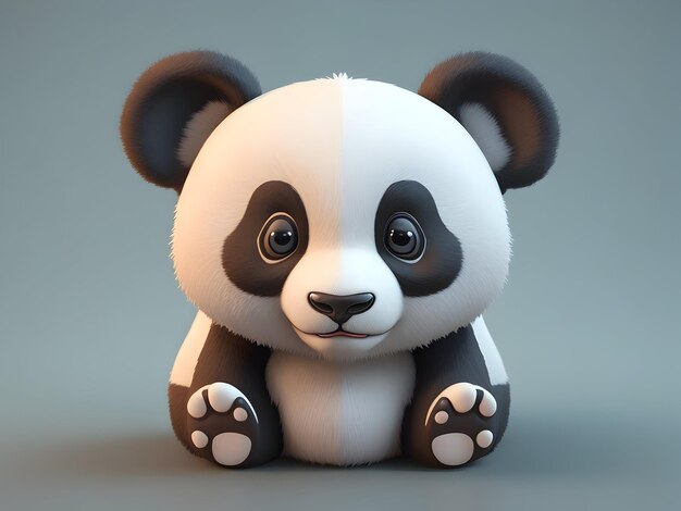 Fondo de icono de panda 3D de dibujos animados