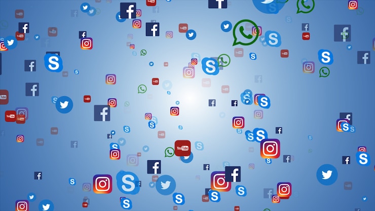 Foto fondo de iconos de redes sociales famosos