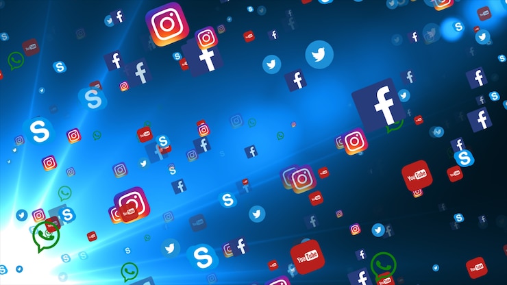 Foto fondo de iconos de redes sociales famosos